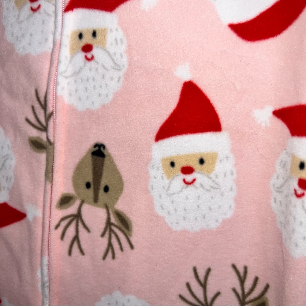 Girls Carter’s size 4T zip up Footed Pajamas Holliday Santa 🦌! Like new! - Picture 4 of 11